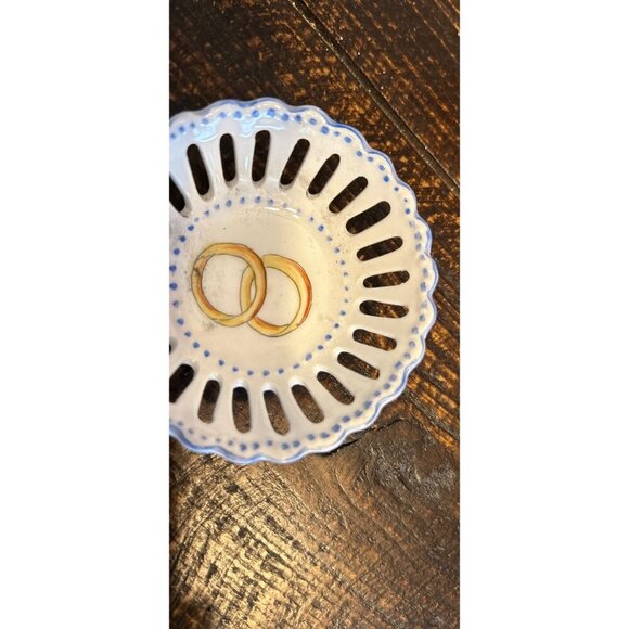 Ann Marie Murray Ring Dish Handpainted Porcelain Decorative Blue & White Detaili - Picture 5 of 6